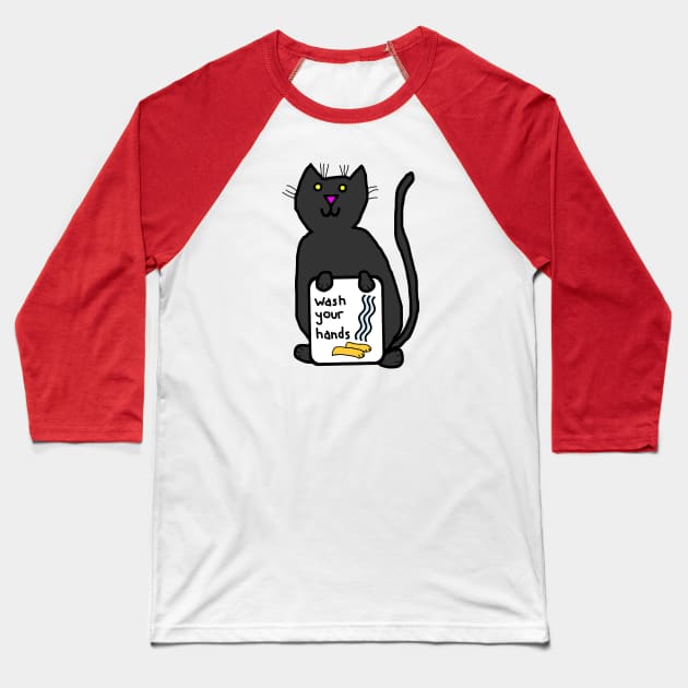 Cute Cats say Wash Your Hands Sign Baseball T-Shirt by ellenhenryart